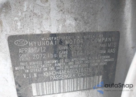 2013 Hyundai Elantra Gls from USA, damaged, VIN KMHDH4AE6DU518426